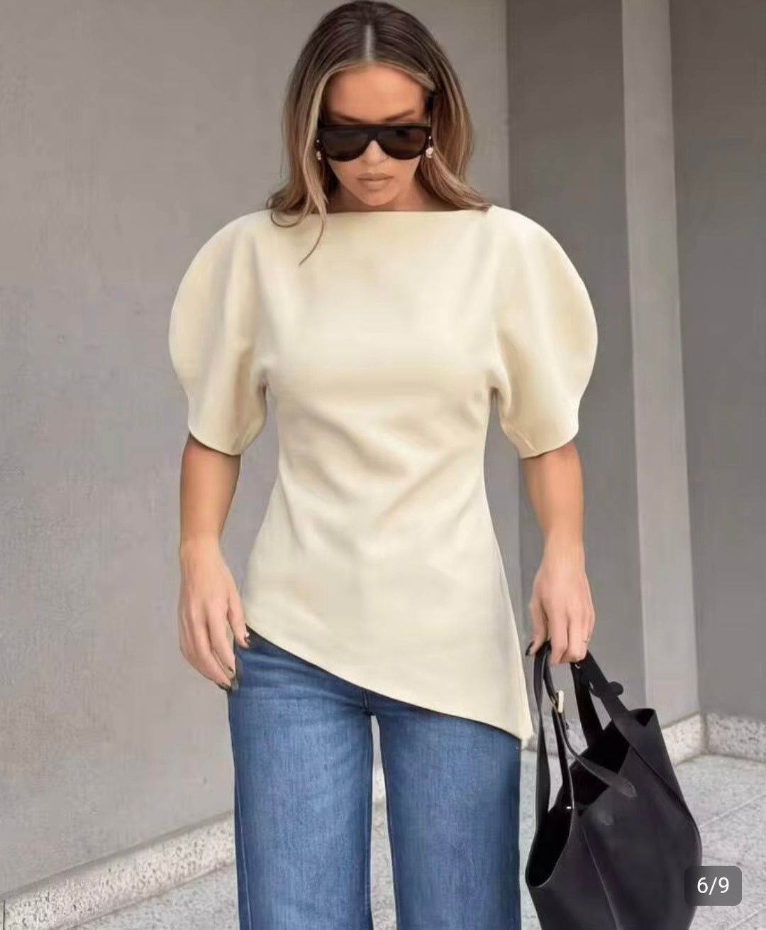 Blusa beige asimétrica
