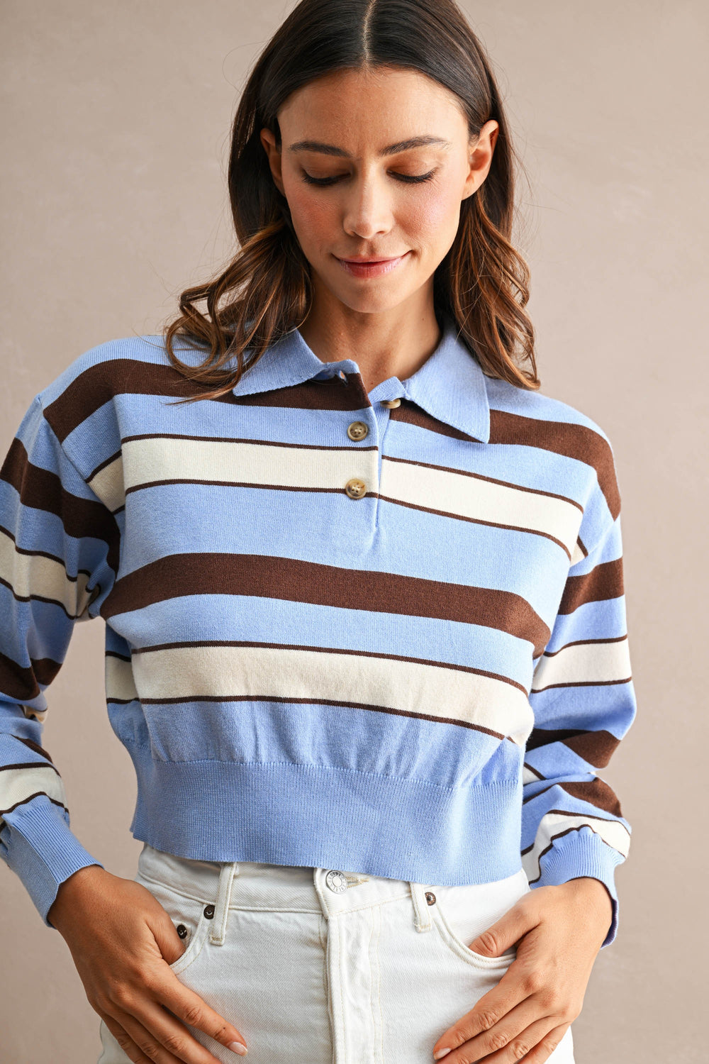 Blusa polo cropped