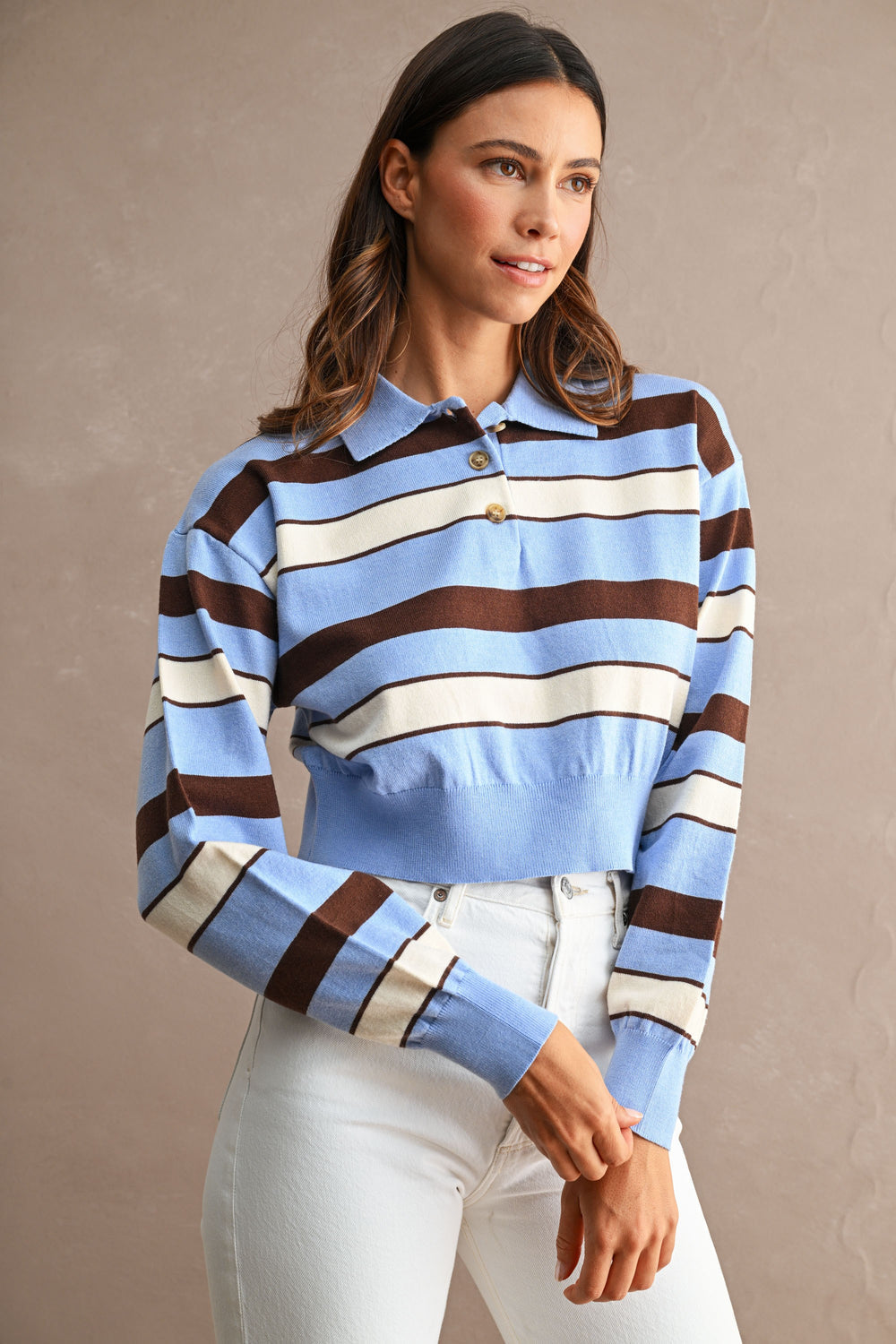 Blusa polo cropped