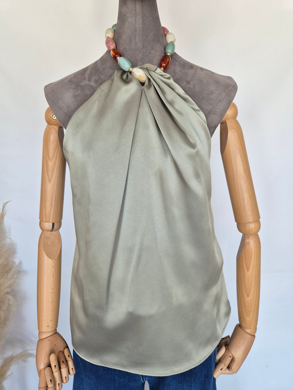 Blusa satinada halter