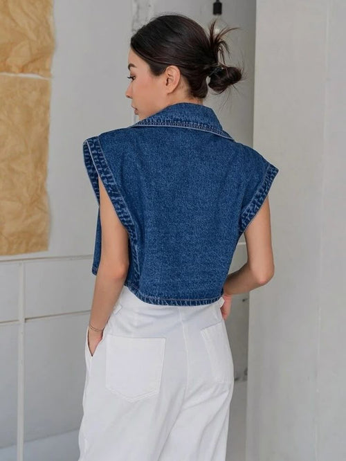 Blusa corta mezclilla