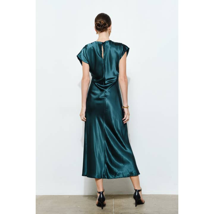 Vestido verde satinado