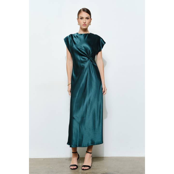 Vestido verde satinado